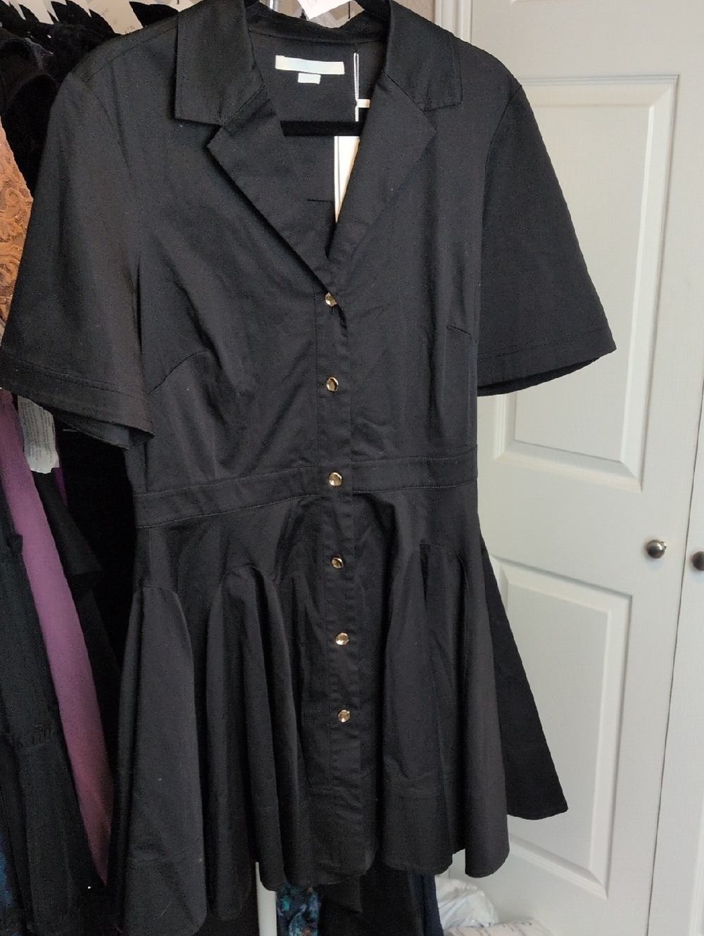 Jason Wu Women’s Black Button-Front Short Sleeve Dress Size 10
